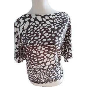 Clara Sun Woo‎ Brown White Animal Print Keyhole Neck Medium